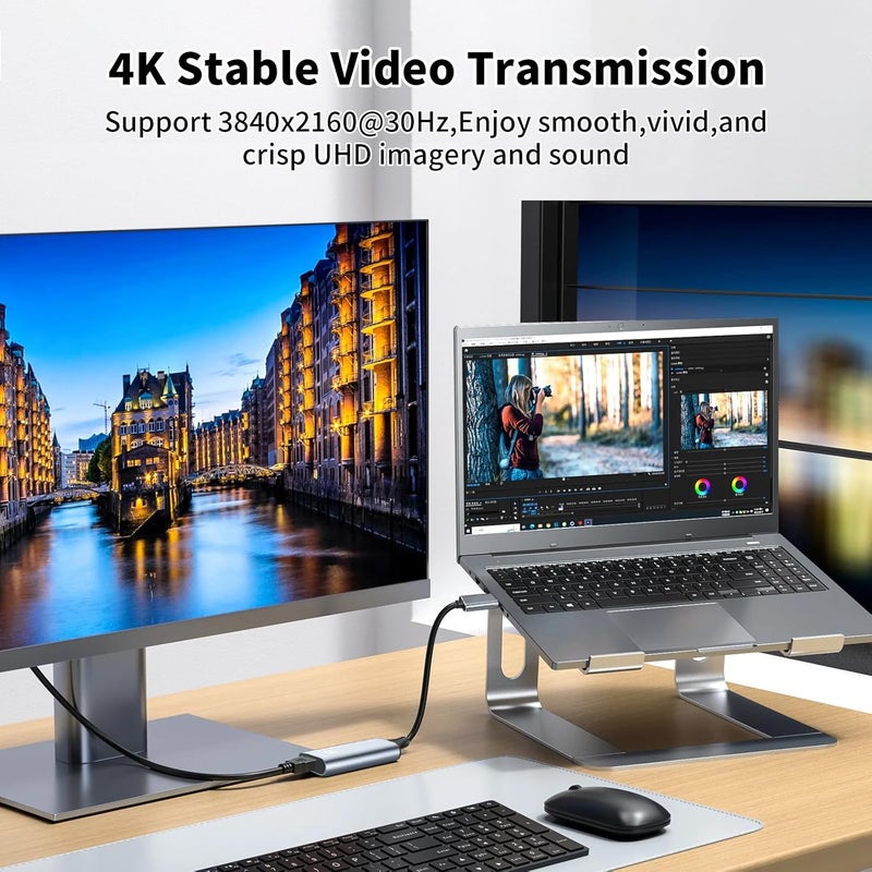 DERSUR محول USB C إلى HDMI كابل 4K، محول USB Type-C إلى HD، متوافق مع iPhone 15 Pro/Max، MacBook Pro/Air 2023، iPad Pro، iMac، S23، XPS 17، Surface Book 3 Pixelbook، Microsoft والمزيد - Image 5